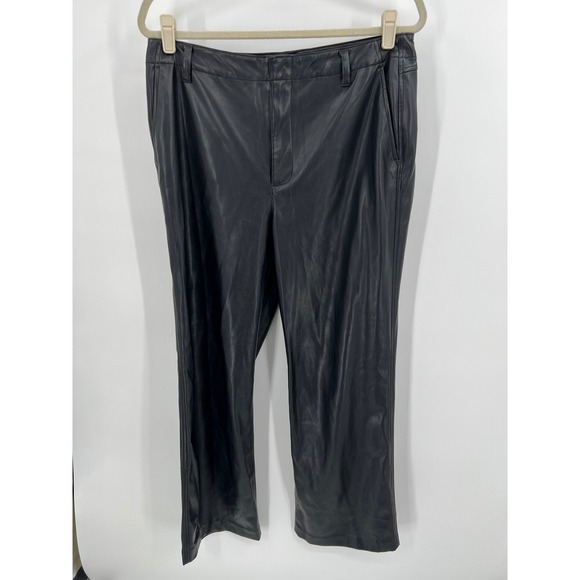 GAP Pants - Gap Women‎ Black Faux Leather Straight Leg Pants Size 10 Vegan Leather Trousers